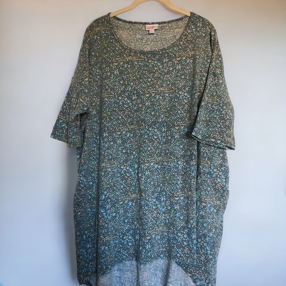 LuLaRoe Tops - Lularoe Irma Tunic Blue Green Pattern Size XL